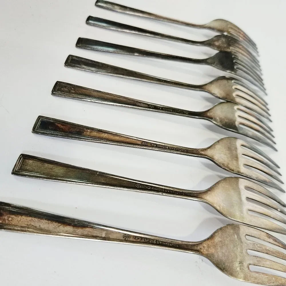 Vintage National Silver Co. Silverplate Cavalcade Pattern Salad Fork Set of 8